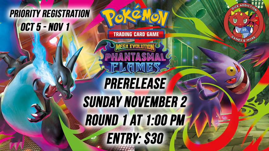 Pokemon Phantasmal Flames Prerelease at Dice Addiction