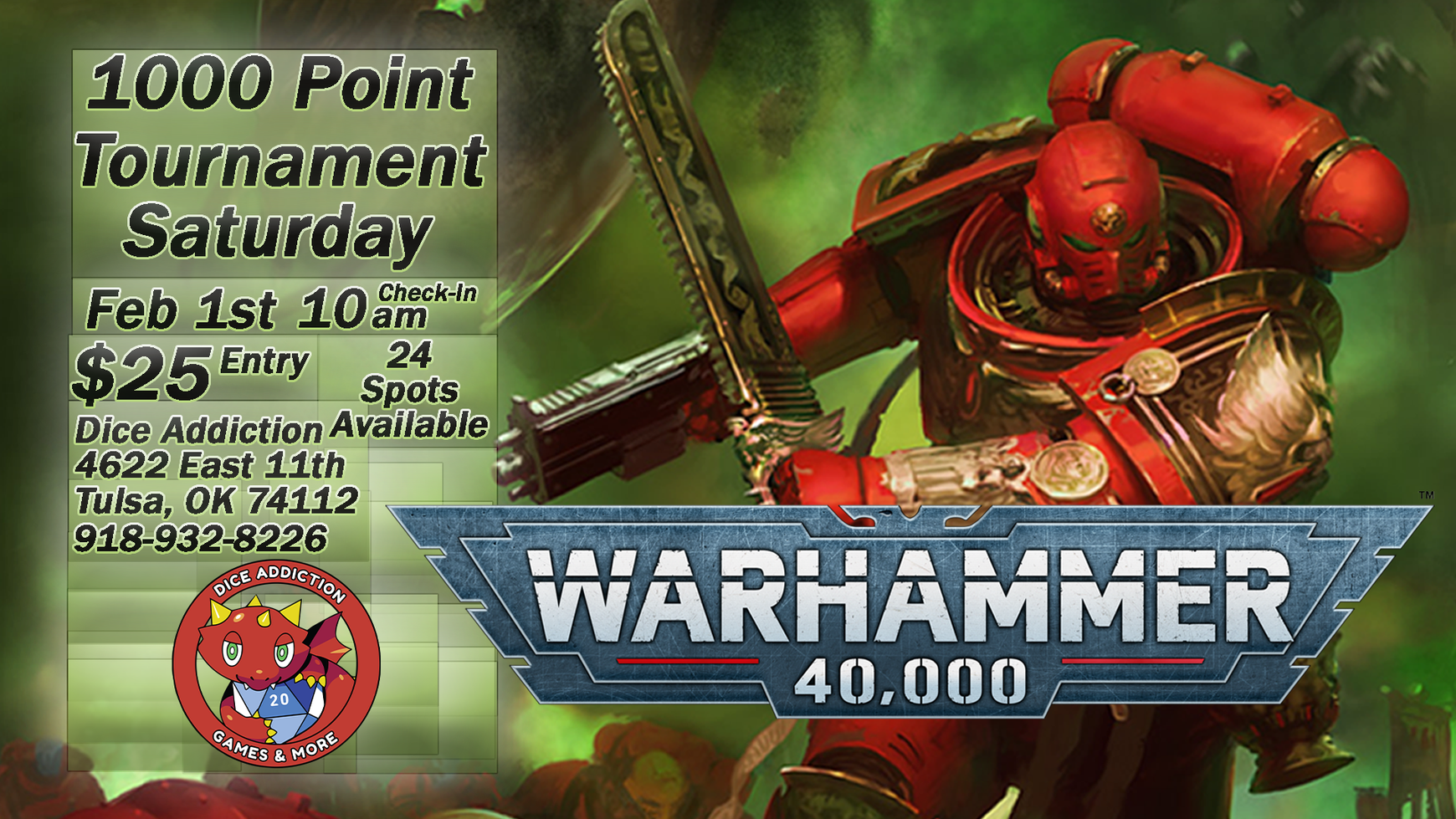 Prepare for Battle: WARHAMMER 40K 1000-Point Tournament on February 1st!