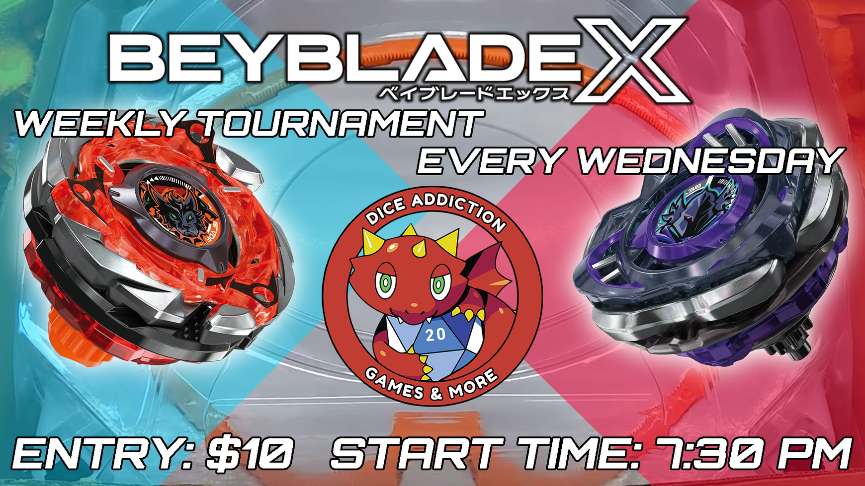 Beyblade X 3 on 3 Tournament Every Wednesday at Dice Addiction