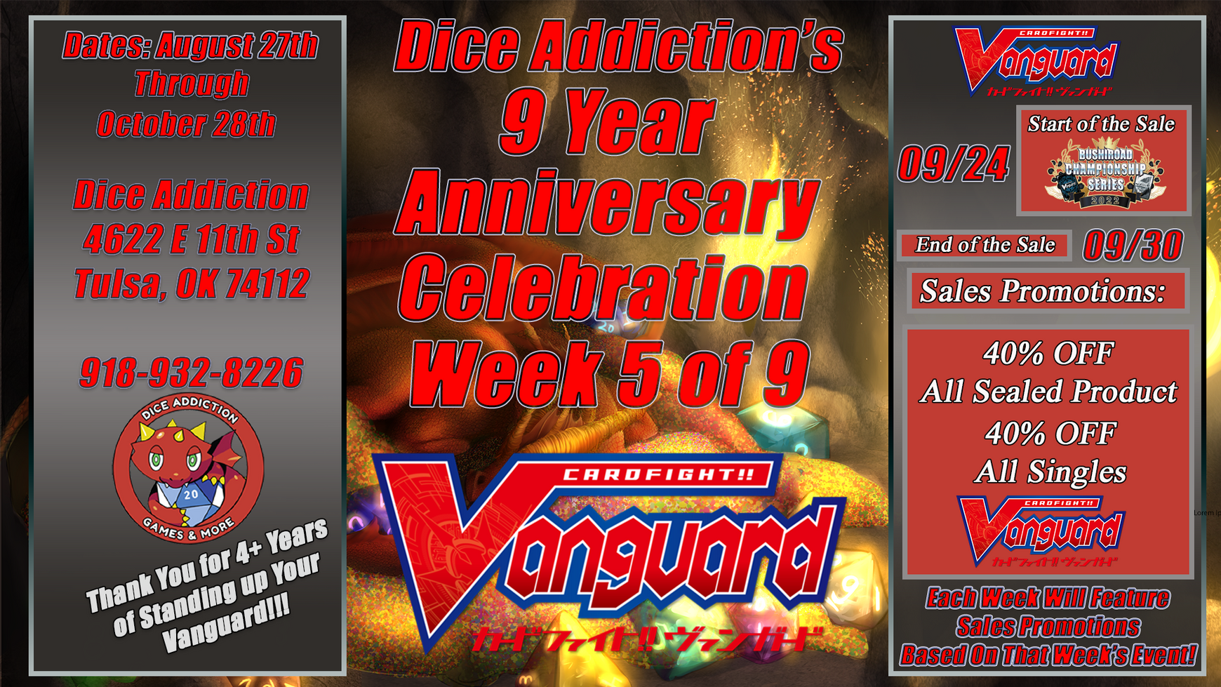 Dice Addiction's 9th Anniversary Celebration - Week 5: Cardfight!! Vanguard