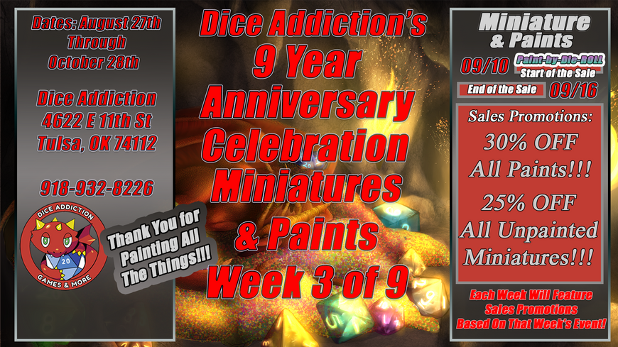 Miniature Painting Anniversary Sale Ends Soon @ Dice Addiction!