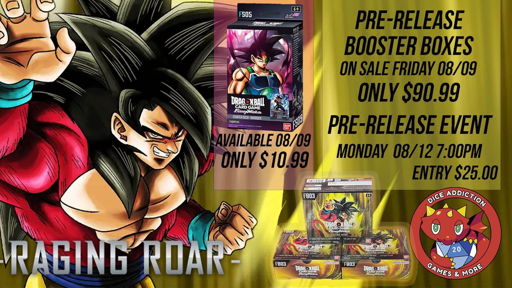 Dragon Ball Super Fusion World Raging Roar and Starter Deck 5 release.