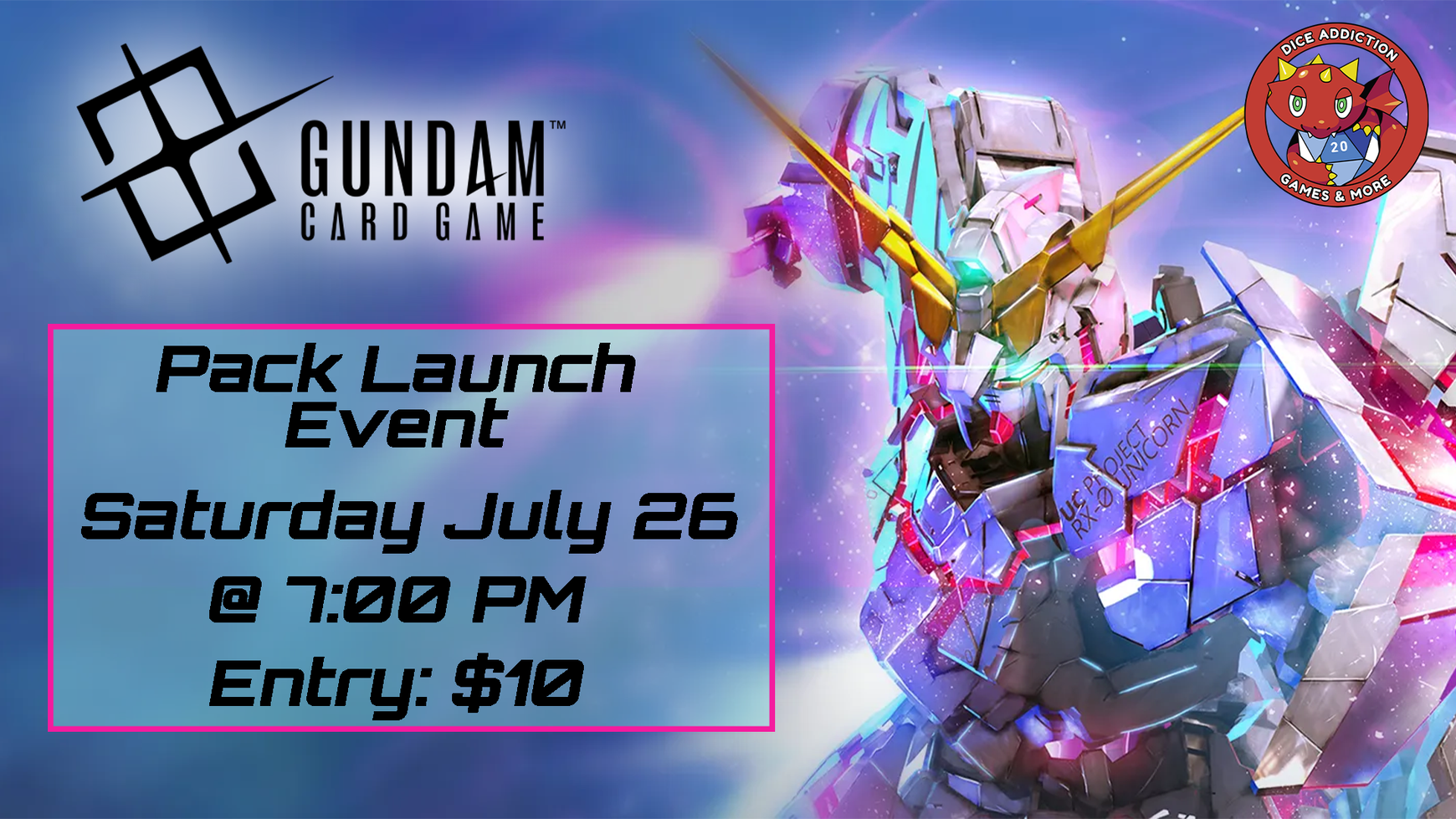 Dice Addiction's Gundam Card Game Newtype Rising Pack Launch Event