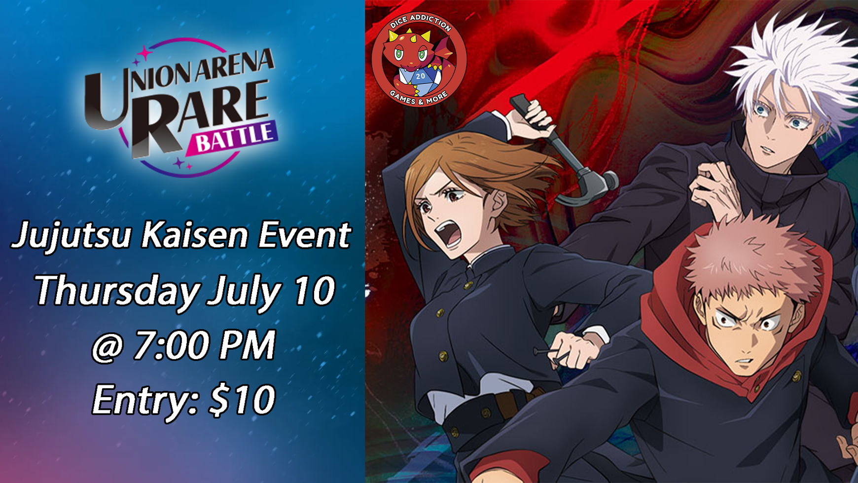 DICE ADDICTION'S UNION ARENA JUJUTSU KAISEN RARE BATTLE