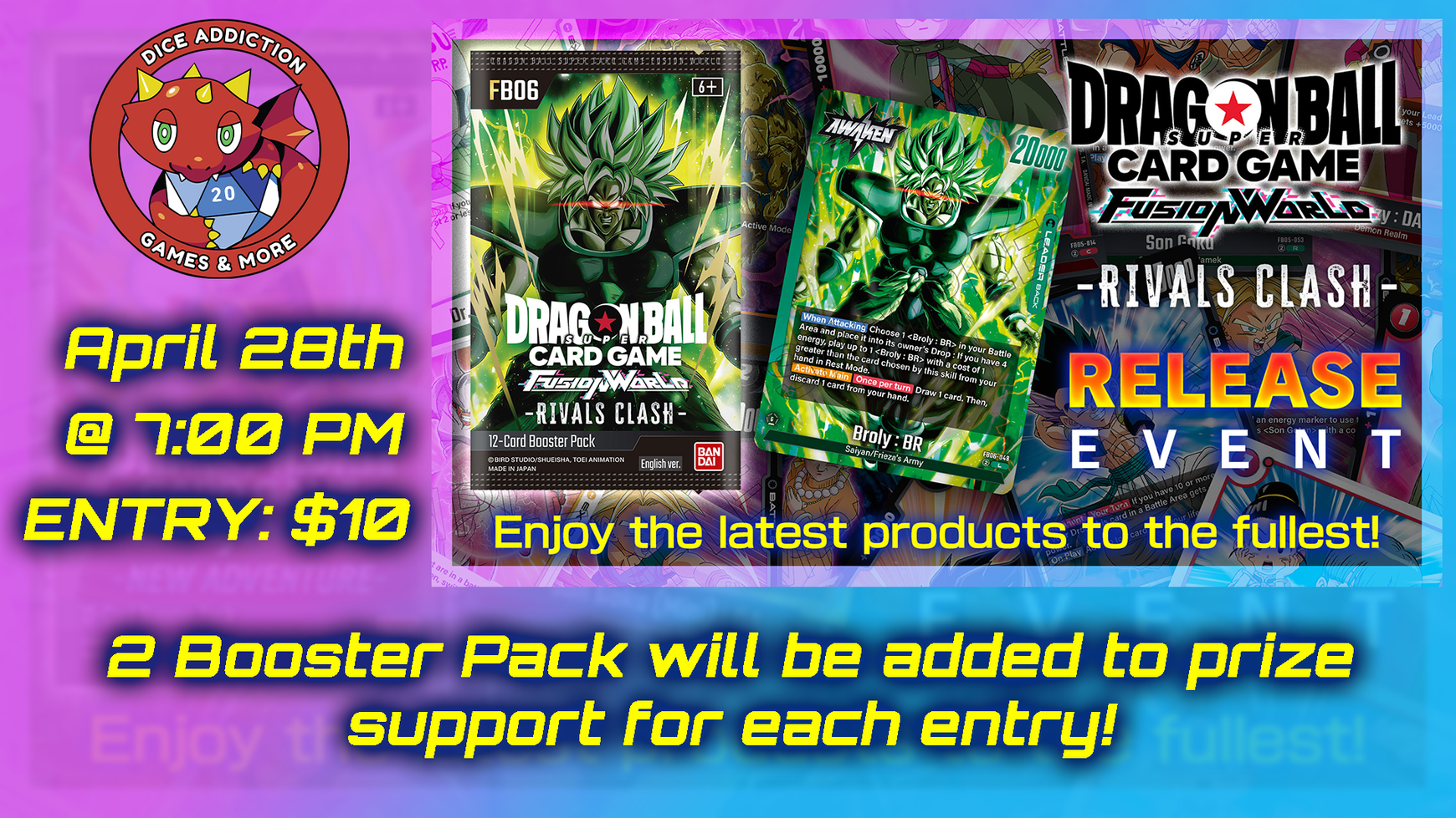 Dice Addiction’s Dragon Ball Fusion World Rivals Clash Release Event