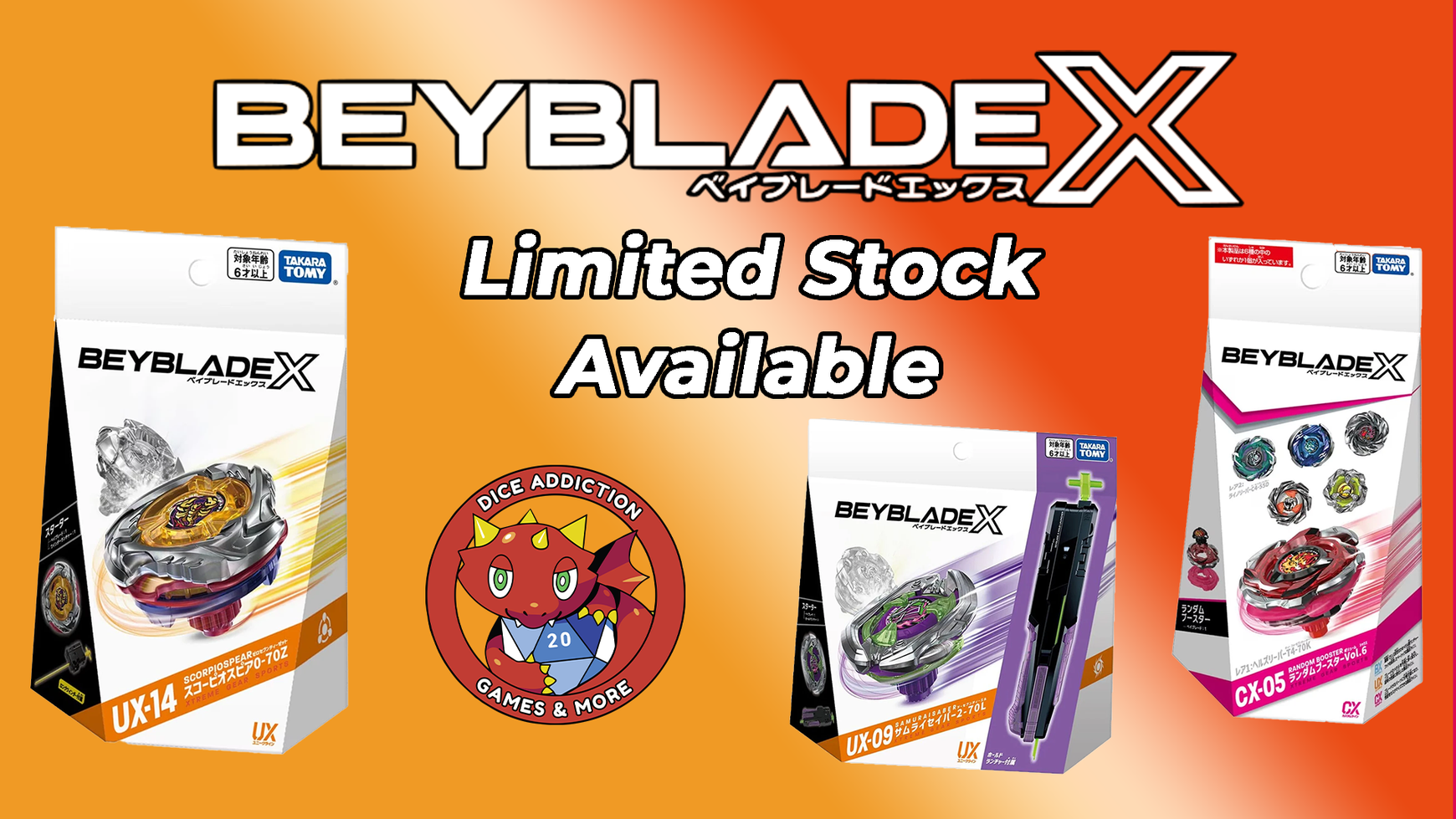 Limited Stock on New Beyblades at Dice Addiction!