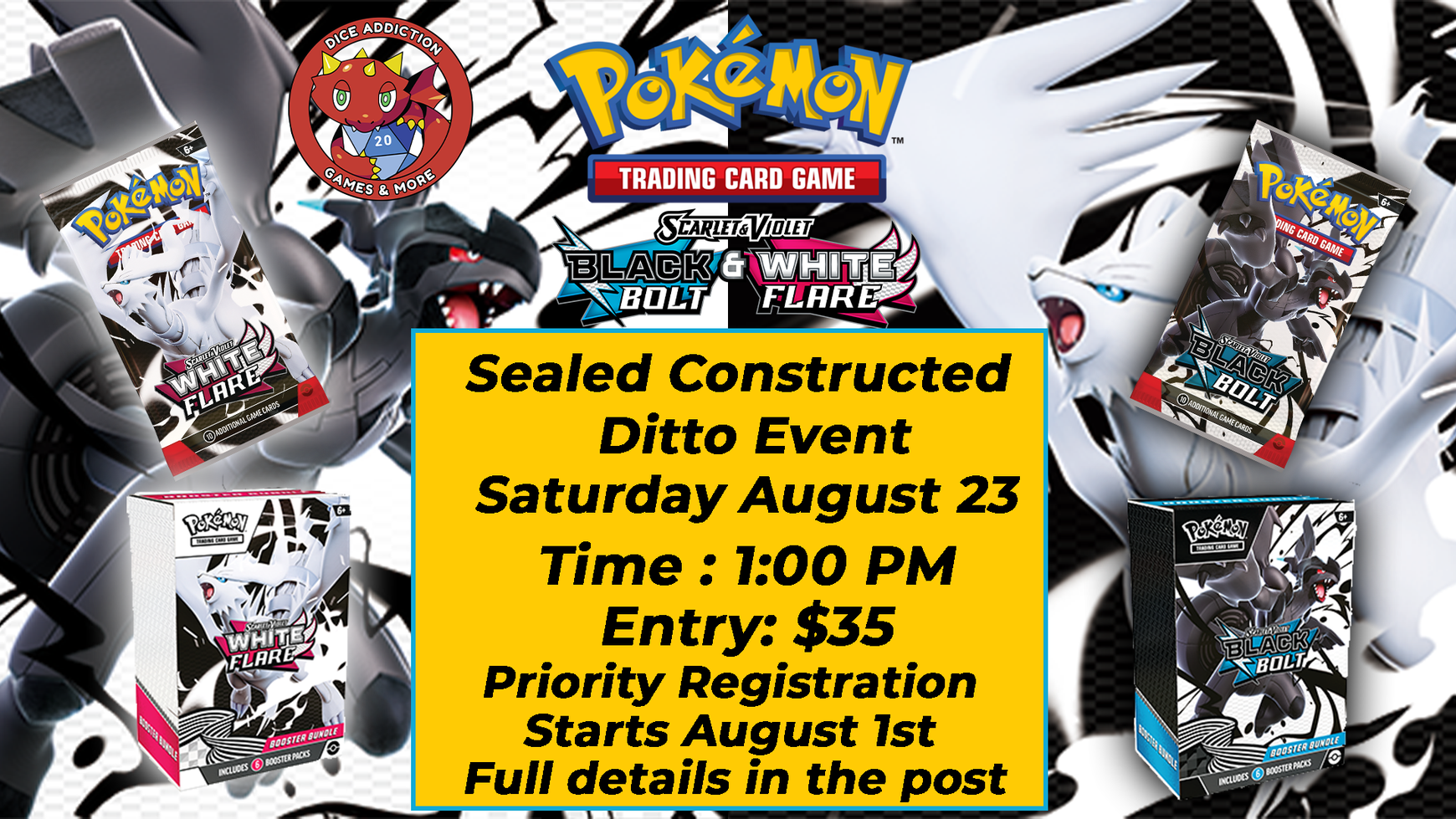 Dice Addiction's Pokemon Black Bolt & White Flare Sealed Ditto Event