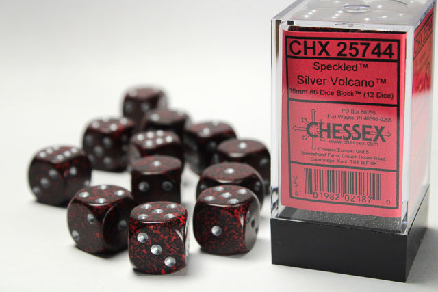 25744 Speckled® 16mm d6 Silver Volcano™ Dice Block™ (12 dice)