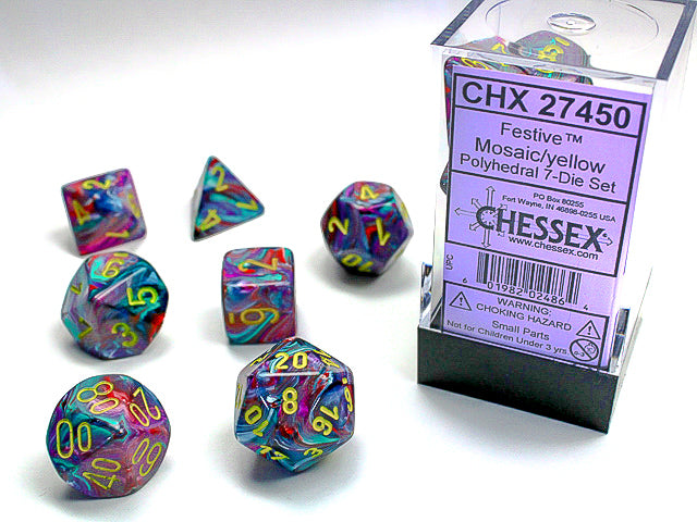 Festive Mosaic/yellow Polyhedral 7-Die Set