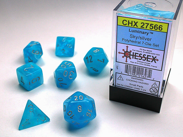 Luminary Sky/silver Polyhedral 7-Die Set