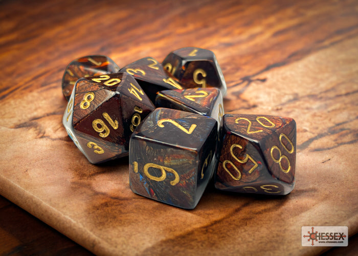 Scarab® Polyhedral Blue Blood™/gold 7-Die Set