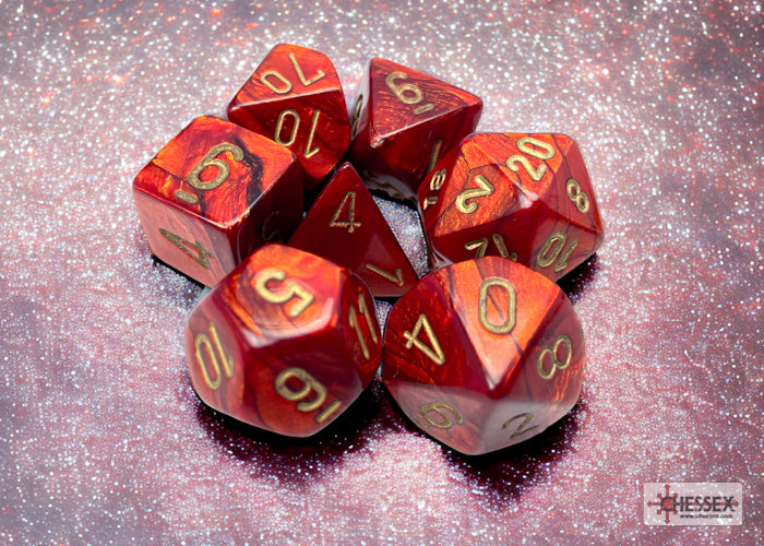 Scarab® Polyhedral Scarlet™/gold 7-Die Set