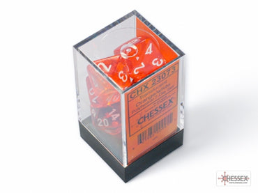 Translucent Orange/white Polyhedral 7-Dice Set