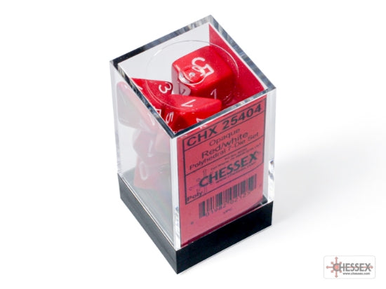 7CT OPAQUE POLY RED/WHITE DICE SET