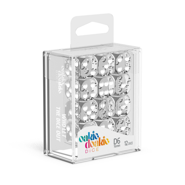 OAKIE DOAKIE DICE: D6 16MM TRANSLUCENT - Clear (12CT)