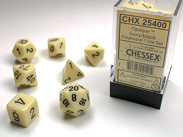 7CT OPAQUE 7-Die Set Polyhedral Ivory/Black