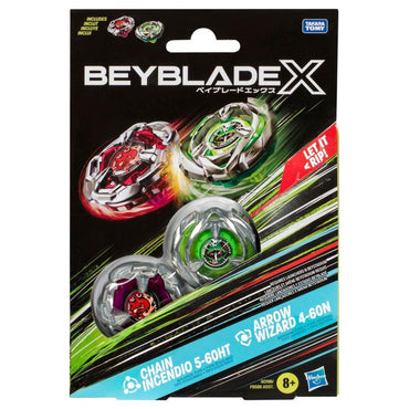 Back Item :G0196 Beyblade X Chain Incendio 5-60HT and Arrow Wizard 4-60N Top Dual Pack Set