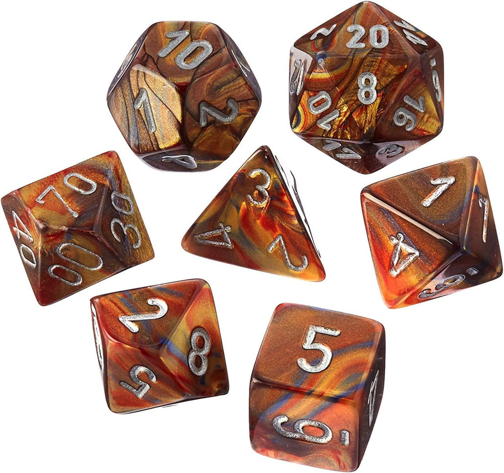 LUSTROUS MINI GOLD/SILVER 7 POLYHEDRAL DICE SET