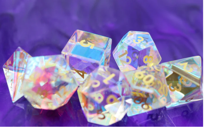 Iridescent Crystal - Gemstone Engraved with Gold