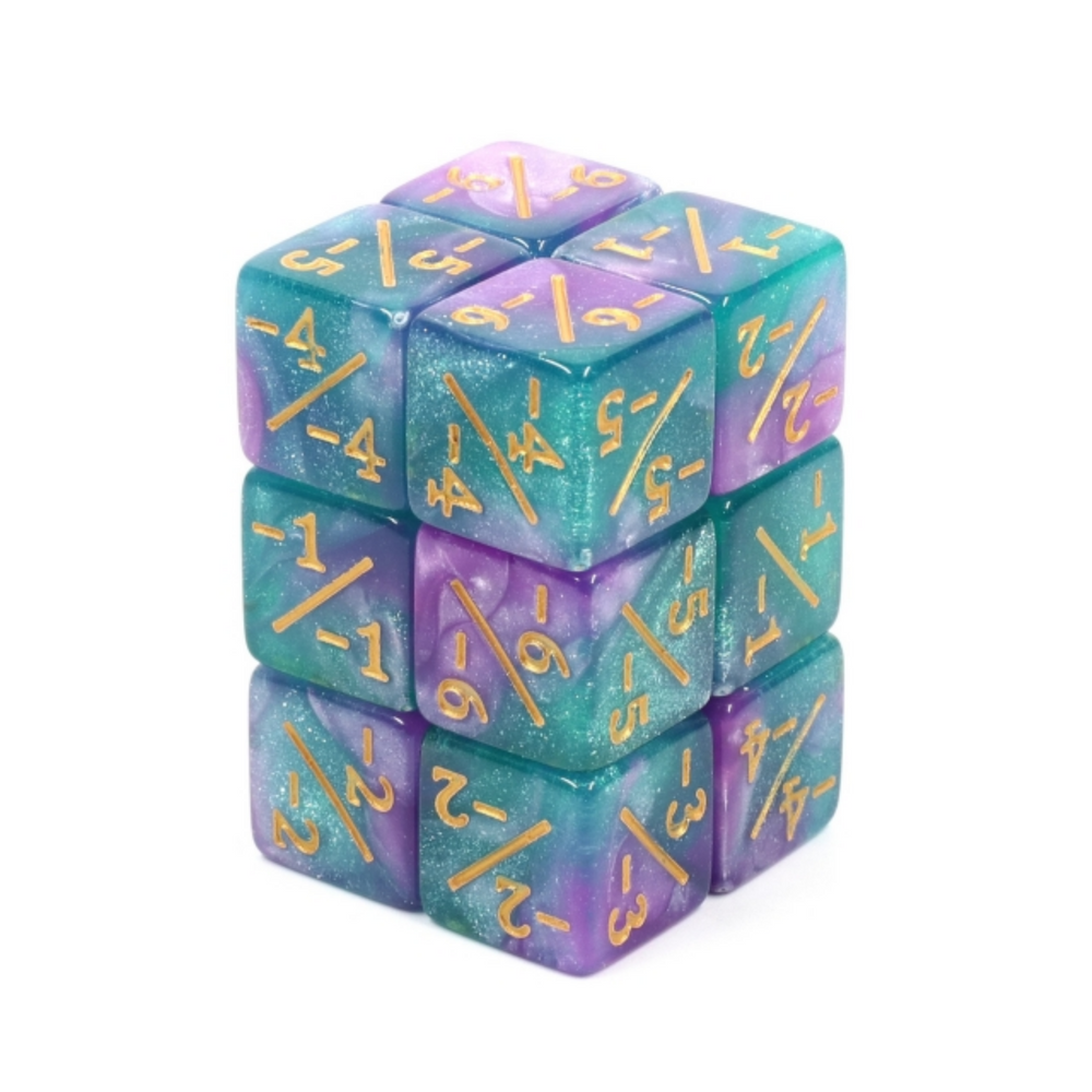 -1/-1 LIGHT BLUE & PURPLE GLITTER COUNTERS FOR MAGIC - SET OF 8