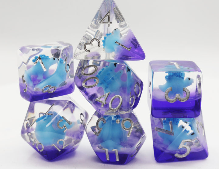 BLUE STEGOSAURUS RPG DICE SET