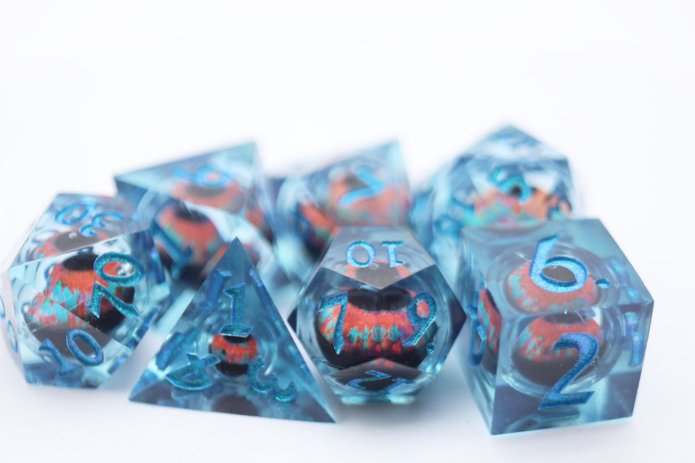 SHARP EDGE MOVING EYE RPG DICE SET - TEAL CYCLOPS