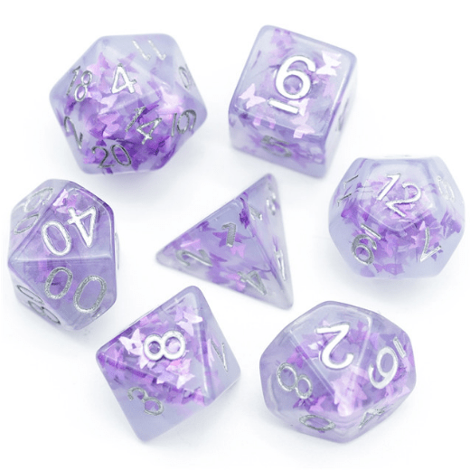 LAVENDER BUTTERFLY RPG DICE SET