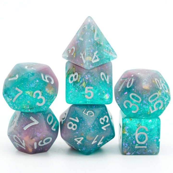 Pink & Green Seabed Treasure RPG DICE SET