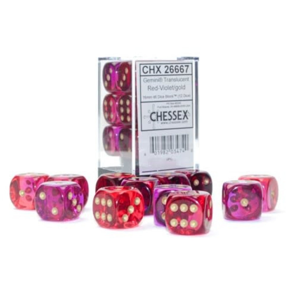 Gemini Translucent Red-Violet/gold Polyhedral 7-Die Set
