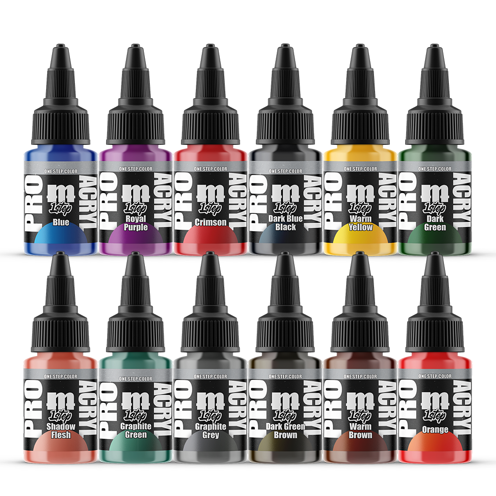 PRO Acryl 1-Step Set #1 twelve 22 ml paint bottles