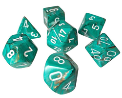 Chessex (CHX20403): Mini Polyhedral 7-Die Set: MARBLE : OXI-COPPER/WHITE