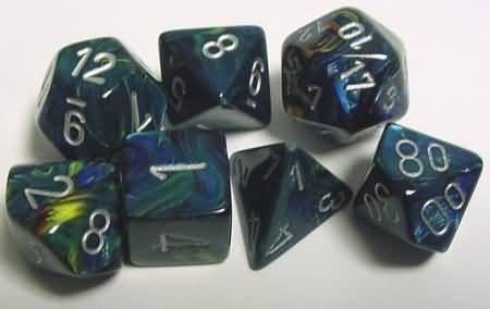 Polyhedral 7-Die Set: Festive: Green/Silver