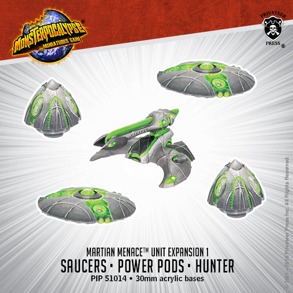 Saucers, Power Pods & Hunter – Monsterpocalypse Martian Menace Units (resin)