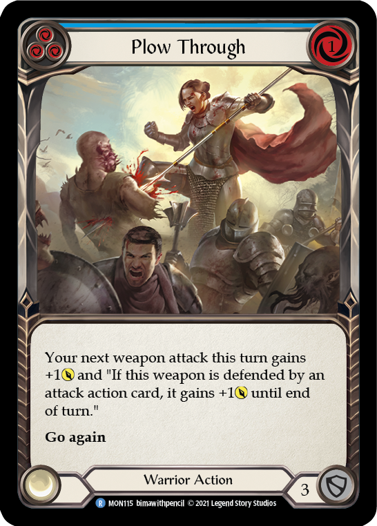 Plow Through (Blue) (Rainbow Foil) [MON115-RF] 1st Edition Rainbow Foil