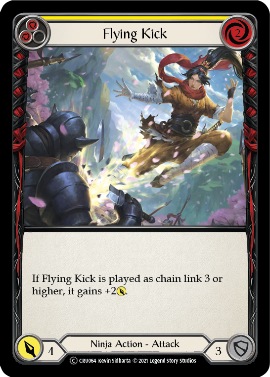 Flying Kick (Yellow) (Rainbow Foil) [U-CRU064-RF] Unlimited Rainbow Foil