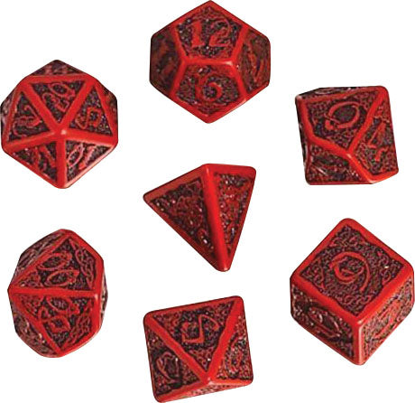 Celtic Dice Set 3D Black/Red (7)