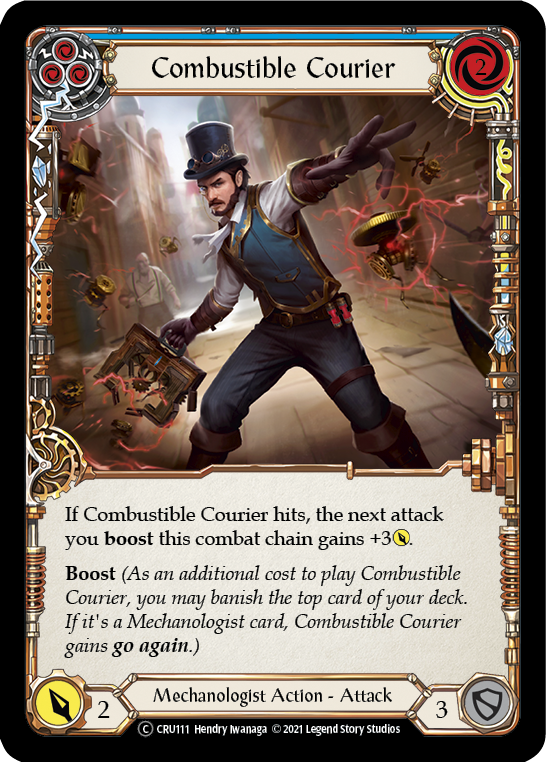 Combustible Courier (Blue) (Rainbow Foil) [U-CRU111-RF] Unlimited Rainbow Foil