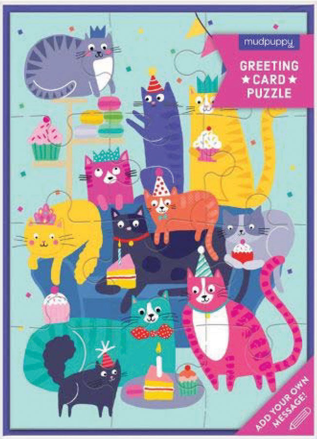 Cat Party Greeting Card Puzzle (12 Piece)