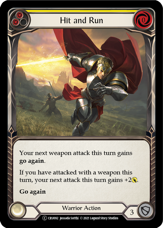 Hit and Run (Yellow) (Rainbow Foil) [U-CRU092-RF] Unlimited Rainbow Foil