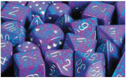 7CT SPECKLED POLY SILVER TETRA DICE SET