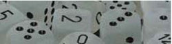 7CT FROSTED POLY DICE SET, CLEAR/BLACK