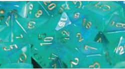7CT BOREALIS POLY DICE SET  LT. GREEN/GOLD