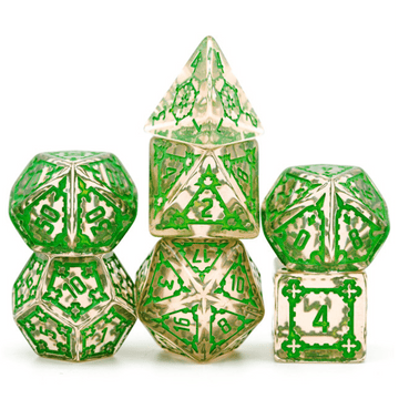 HUGE FLUORITE CASTLE DICE SET - 25MM