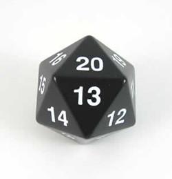 55mm Jumbo d20 Opaque Black w/white countdown die