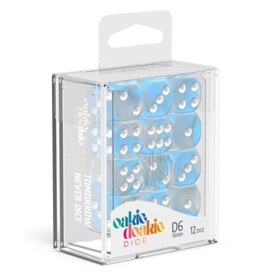 OAKIE DOAKIE DICE: D6 12MM GLOW IN THE DARK - ARCTIC (36CT)