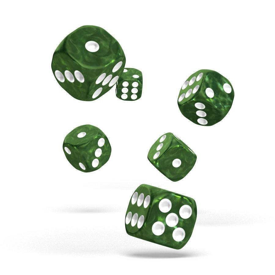 OAKIE DOAKIE DICE: D6 16MM MARBLE - GREEN (12CT)