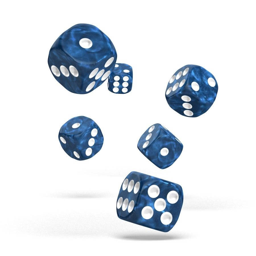OAKIE DOAKIE DICE: D6 16MM MARBLE - BLUE (12CT)