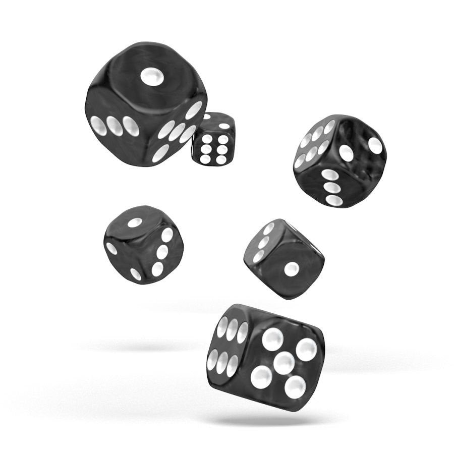 OAKIE DOAKIE DICE: D6 16MM MARBLE - BLACK (12CT)