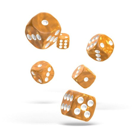 OAKIE DOAKIE DICE: D6 16MM MARBLE - ORANGE (12CT)