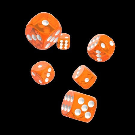 OAKIE DOAKIE DICE: D6 16MM TRANSLUCENT - ORANGE (12CT)
